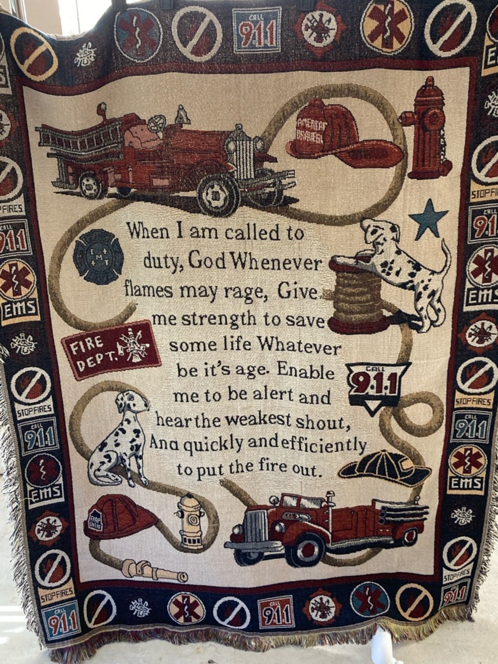 Firefighter’s Prayer Tapesty Throw Blanket